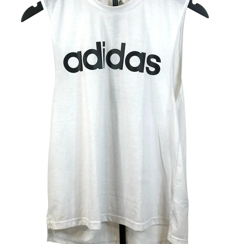 Adidas White Sleeveless Logo Tank Top Size S.